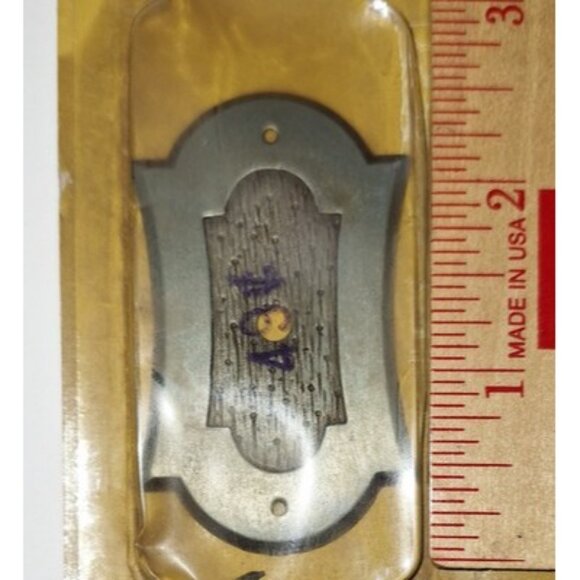 vtg National lock cabinet hardware backplate silver and wood tone Lot of 8 NOS - Picture 4 of 5